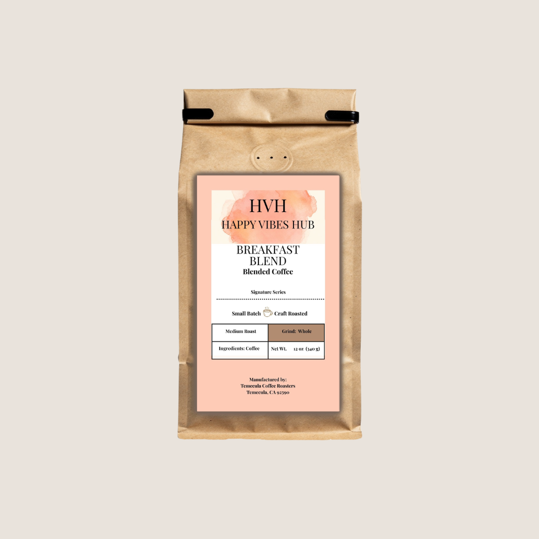 Breakfast Blend coffee bag by Happy Vibes Hub